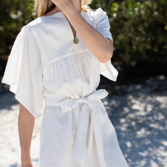 Emerson Fry India Collection Organic Cotton Basalie Dress S Dobby Stripe White - Picture 12 of 15